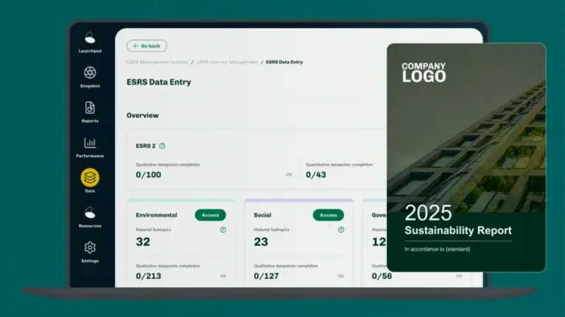 Software di reporting ESG con l'anteprima del bilancio di sostenibilità