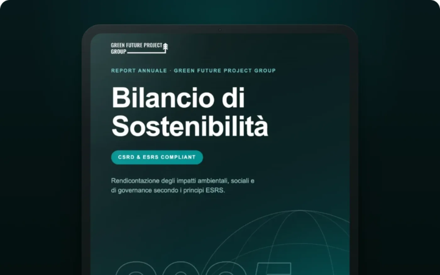 Copertina del bilancio di sostenibilità generato dal software