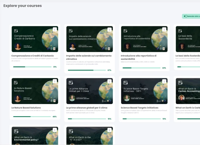 Catalogo dei corsi della piattaforma ESG Academy